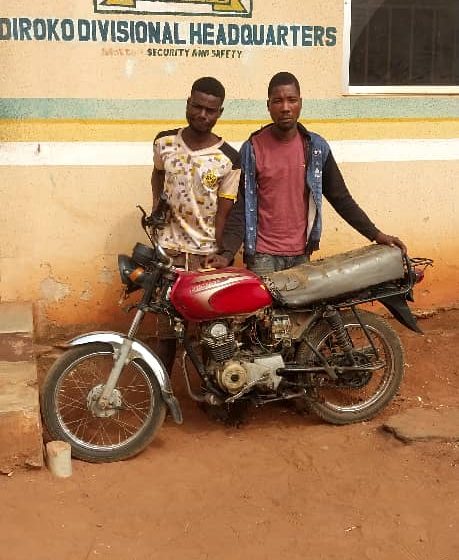  So-Safe recovers stolen Motorcycle, Arrests Two in Ogun
