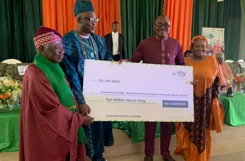 Unity Bank Donates N10 Million to Fiditi National Open University